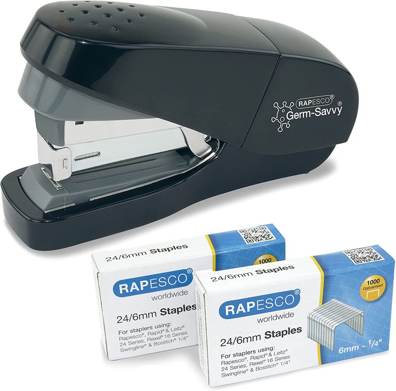 Rapesco Germ-Savvy ECO Less Effort Flat Clinch Stapler 1688