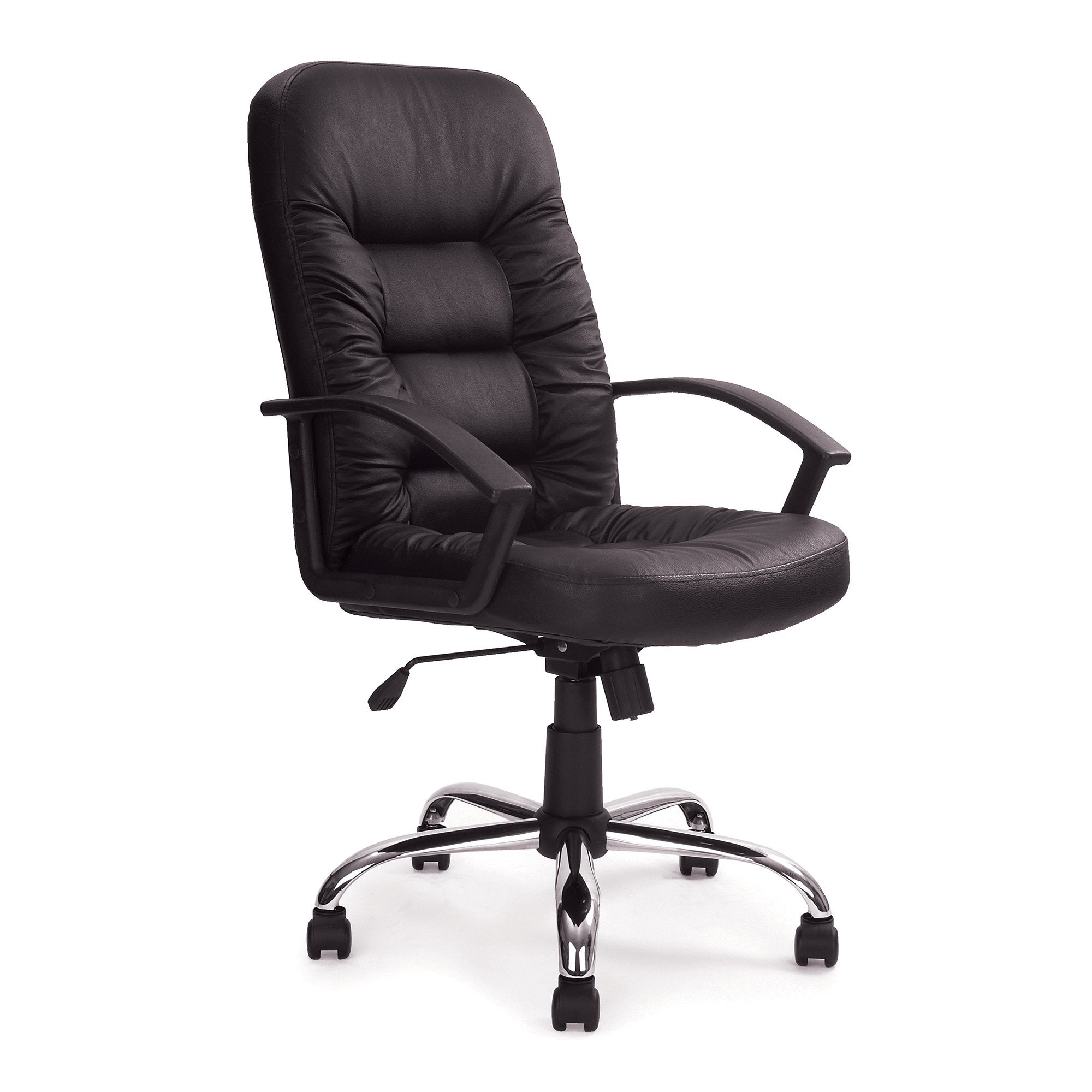 Nautilus Designs Fleet High Back Leather Faced Executive Office Chair With Ruched Panel Detailing and Fixed Arms Black - DPA369ATG/L DD
