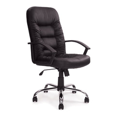 Nautilus Designs Fleet High Back Leather Faced Executive Office Chair With Ruched Panel Detailing and Fixed Arms Black - DPA369ATG/L DD