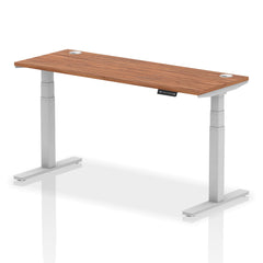 Dynamic Air 1600 x 600mm Height Adjustable Desk Walnut Top Cable Ports Silver Leg HA01127 DD
