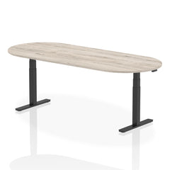 Dynamic Impulse W2400 x D1000 x H660-1310mm Height Adjustable Boardroom Table Grey Oak Finish Black Frame - I005196 DD