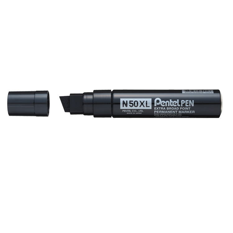 Pentel N50XL Permanent Marker Jumbo Chisel Tip 17mm Line Black (Pack 6) - N50XL-A