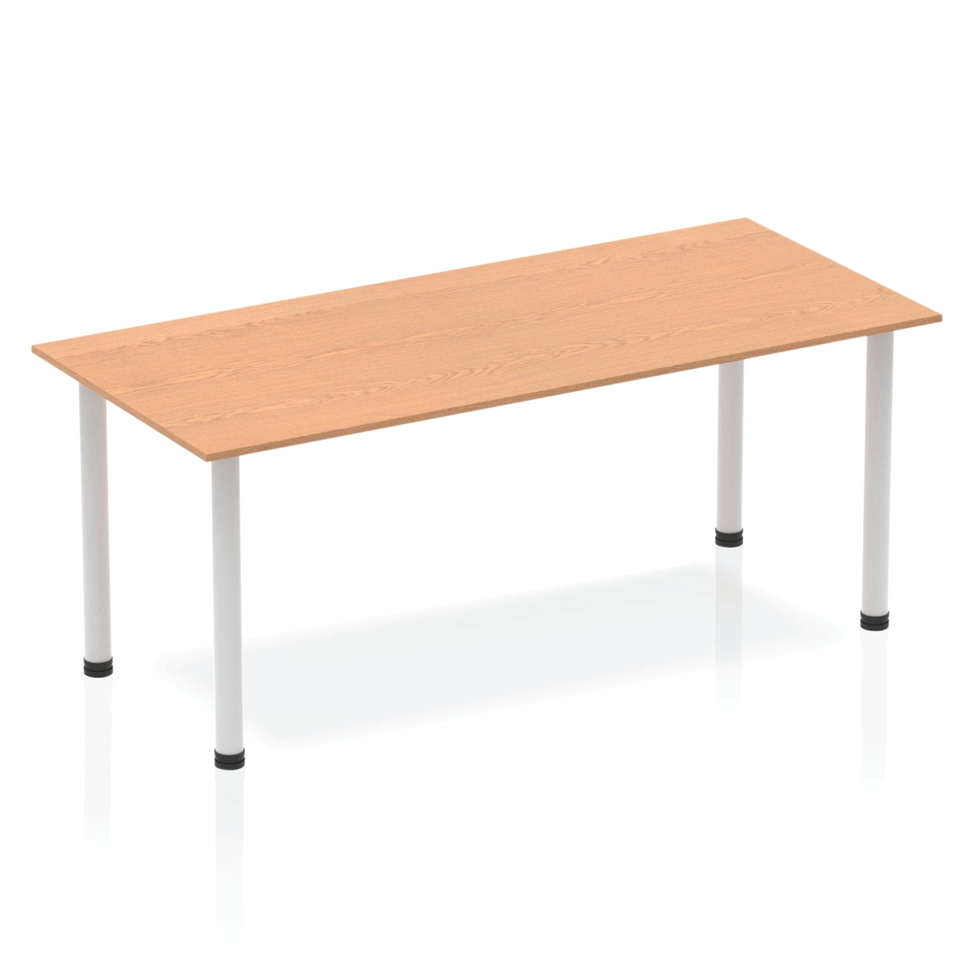 Impulse 1800mm Straight Table Oak Top Silver Post Leg BF00181 DD