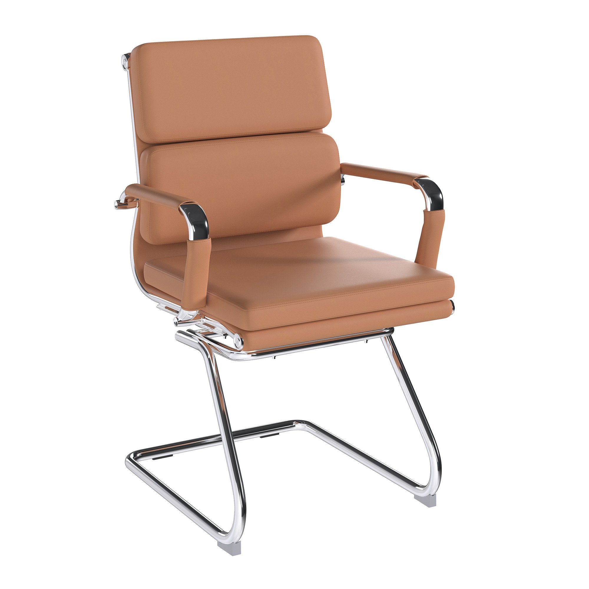 Nautilus Designs Avanti Medium Back Bonded Leather Cantilever Visitor Chair With Individual Back Cushions & Fixed Arms Brown - BCL/5003AV/BW DD