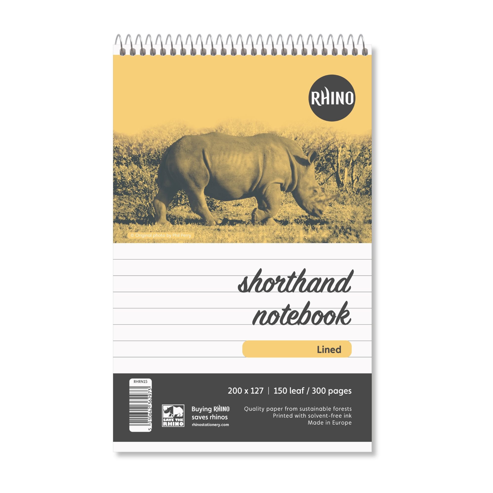 Rhino 200 x 127 Shorthand Notepad 300 Page Feint Ruled 8mm (Pack 5) - RHRN15-2 DD