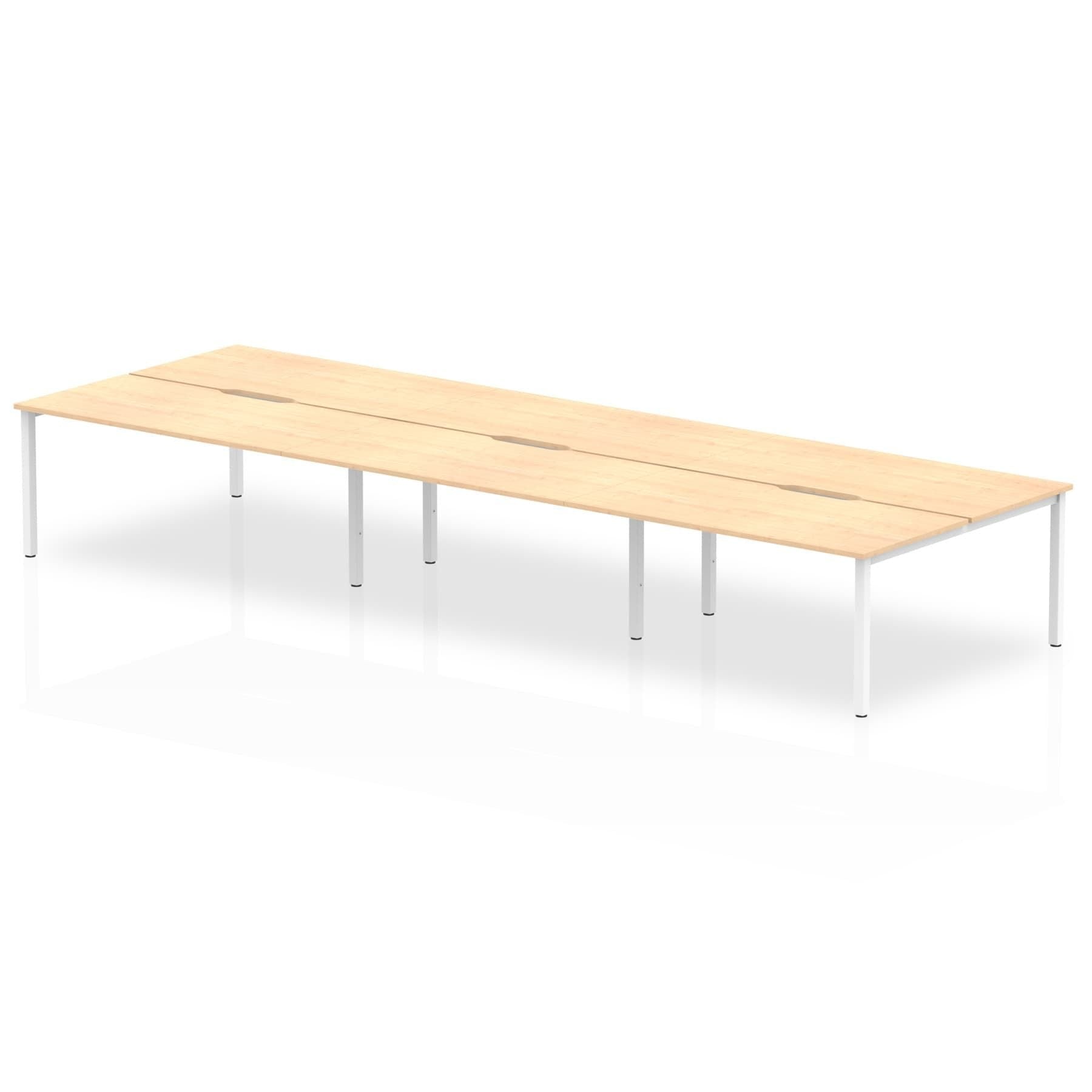 Evolve Plus 1600mm Back to Back 6 Person Desk Maple Top White Frame BE269 DD