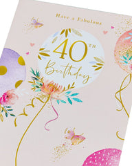 Happy 40th Birthday Card - Have a Fabulous 40th Birthday Card - Birthday Card for her - Balloon Design Birthday Card, 736383-0-1, Multi