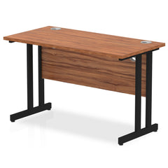 Impulse 1200 x 600mm Straight Desk Walnut Top Black Cantilever Leg MI003256 DD