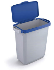 Durable DURABIN Plastic Waste Recycling Bin 60 Litre Rectangular Grey with Blue Hinged Lid - VEH2022011 DD