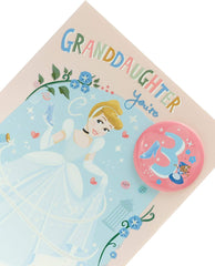 Disney Cinderella Granddaughter 3rd Birthday Card Include Badge