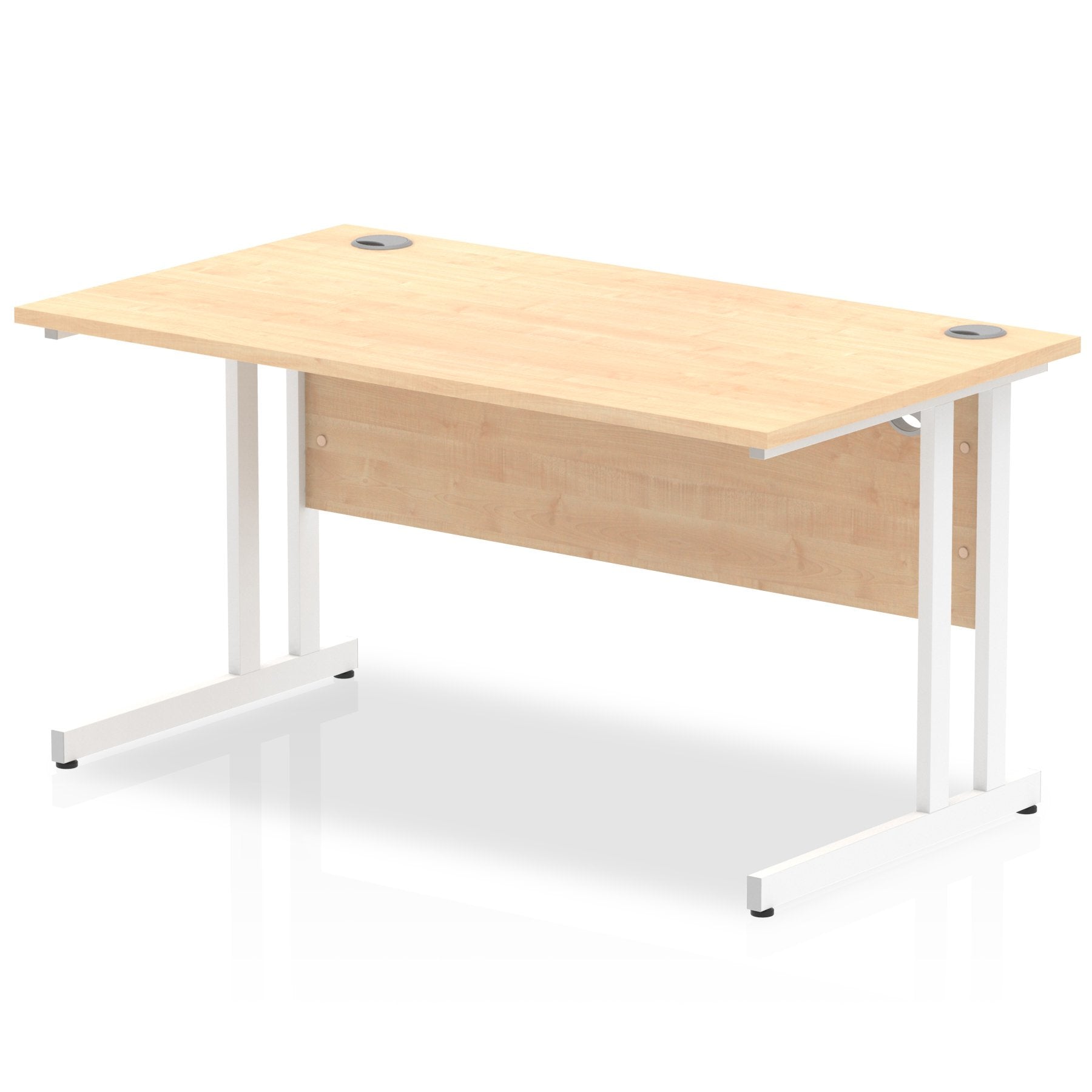 Impulse 1400 x 800mm Straight Desk Maple Top White Cantilever Leg MI002418 DD