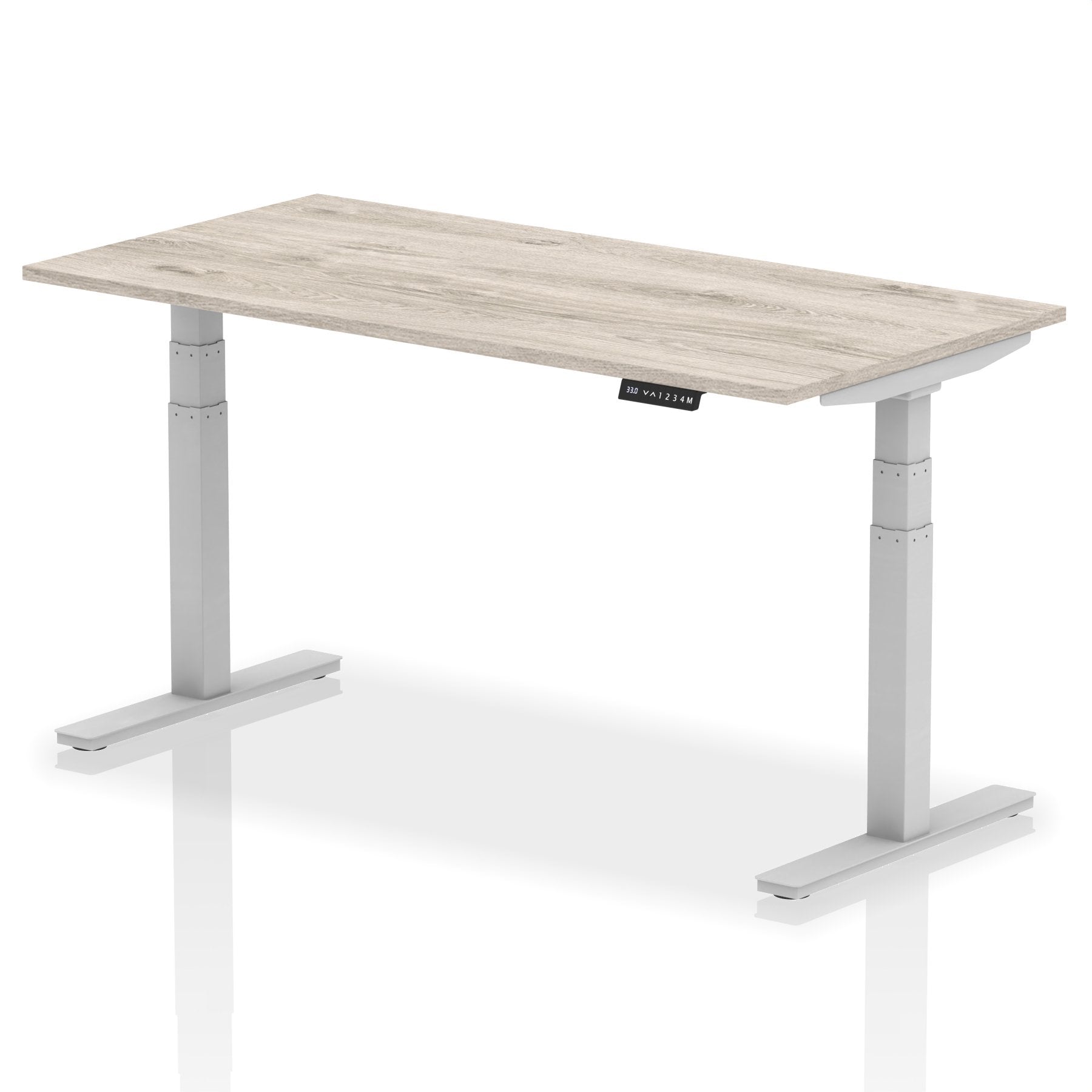 Dynamic Air 1600 x 800mm Height Adjustable Desk Grey Oak Top Silver Leg HA01165 DD