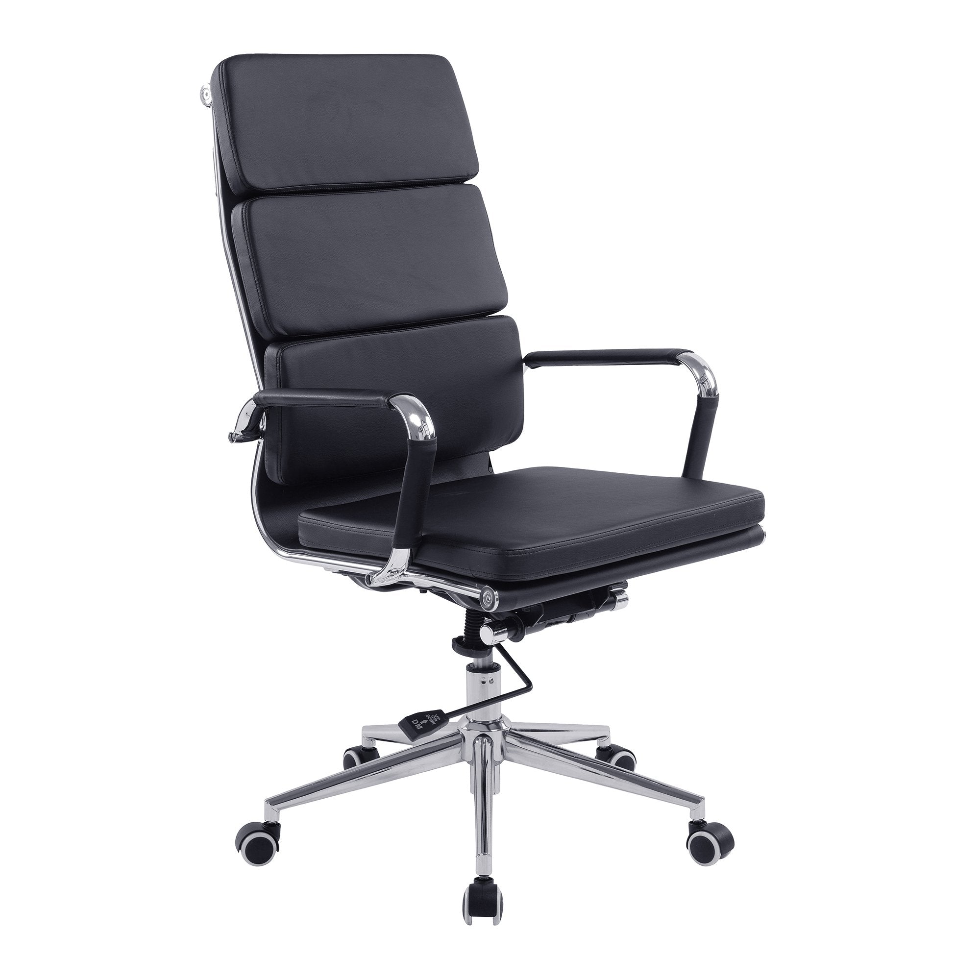 Nautilus Designs Avanti High Back Bonded Leather Executive Office Chair With Individual Back Cushions and Fixed Arms Black - BCL/6003/BK DD