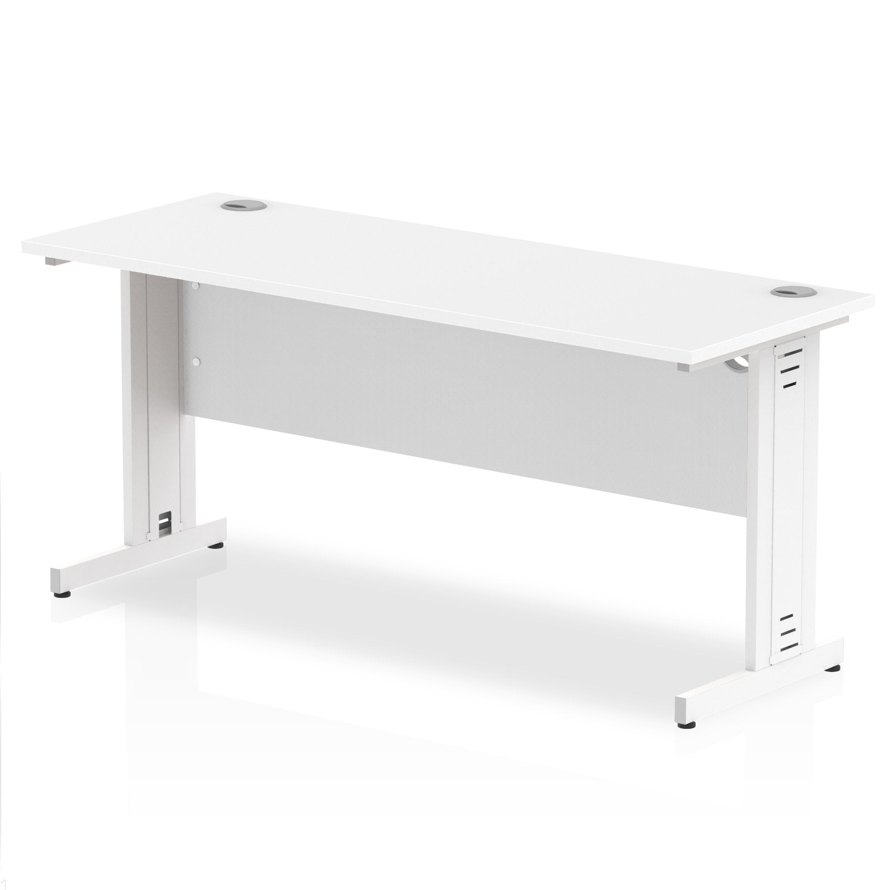 Impulse 1600 x 600mm Straight Desk White Top White Cable Managed Leg MI002283 DD
