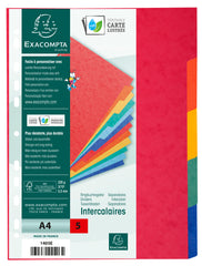 Exacompta Divider 5 Part A4 225gsm Pressboard Assorted Colours - 1405E