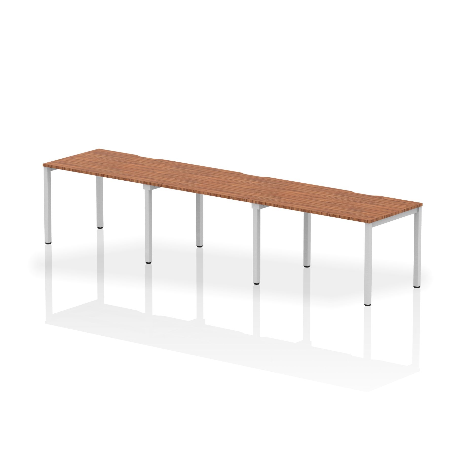 Dynamic Evolve Plus 1200mm Single Row 3 Person Desk Walnut Top Silver Frame BE417 DD