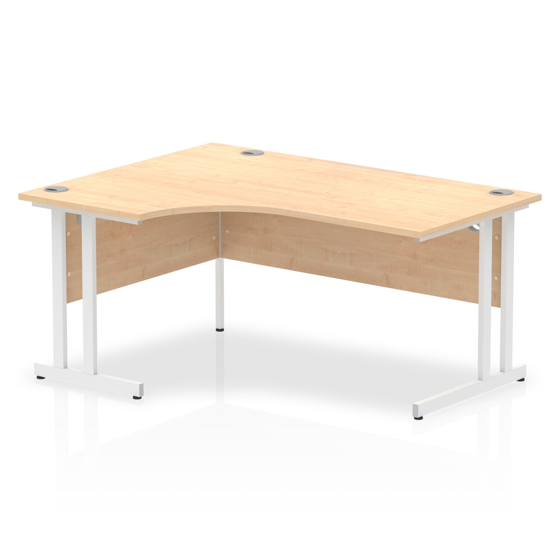 Impulse Contract Left Hand Crescent Radial Cantilever Desk W1600 x D1200 x H730mm Maple Finish/White Frame - I002618 DD