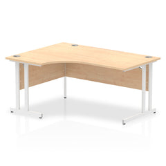Impulse Contract Left Hand Crescent Radial Cantilever Desk W1600 x D1200 x H730mm Maple Finish/White Frame - I002618 DD