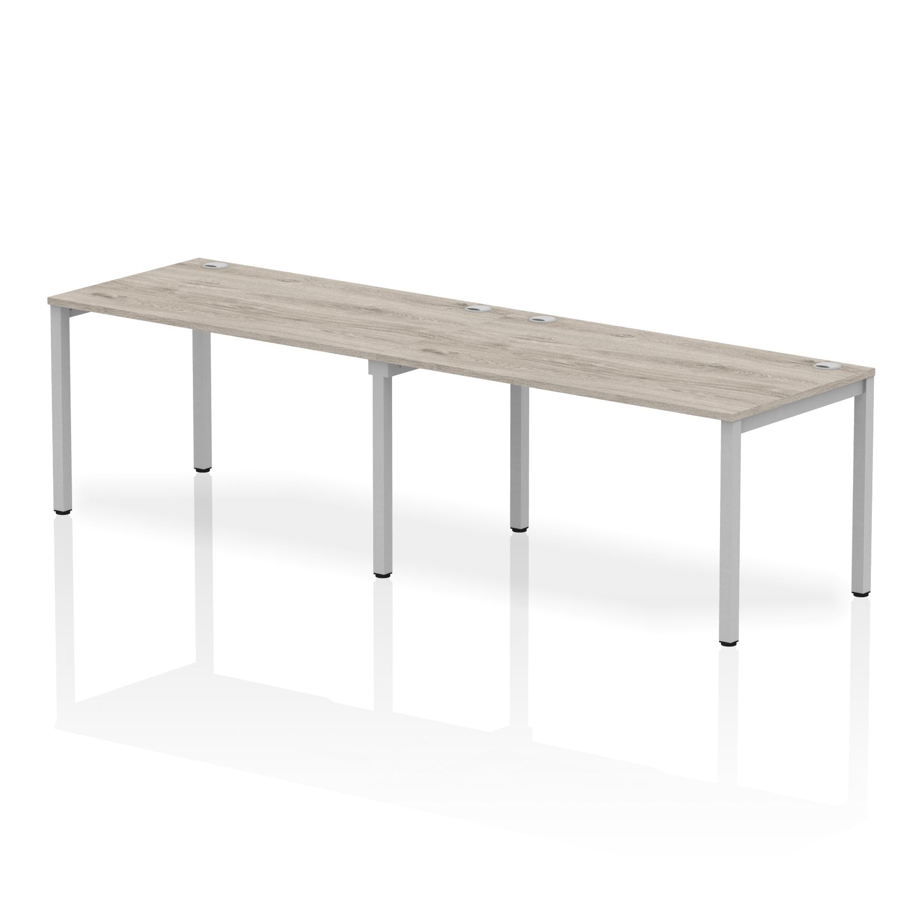 Impulse Single Row 2 Person Bench Desk W1400 x D800 x H730mm Grey Oak Finish Silver Frame - IB00293 DD