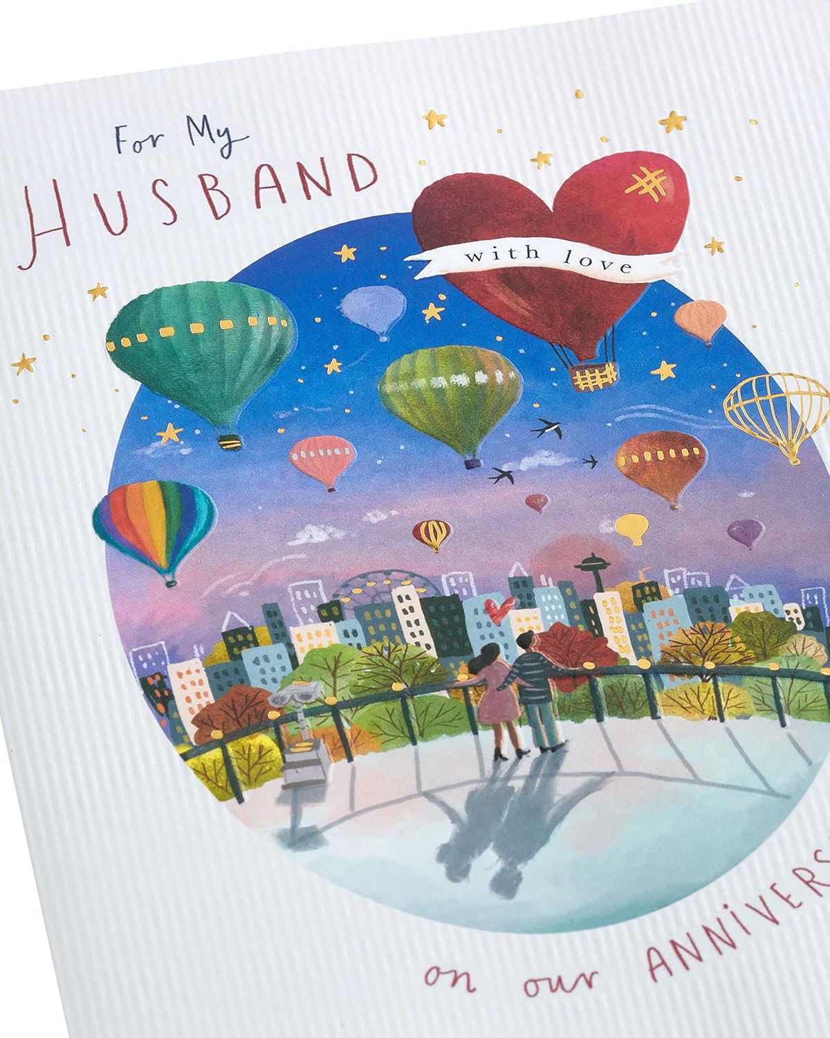 Colourful Hot Air Balloon Design Husband Anniversary Card