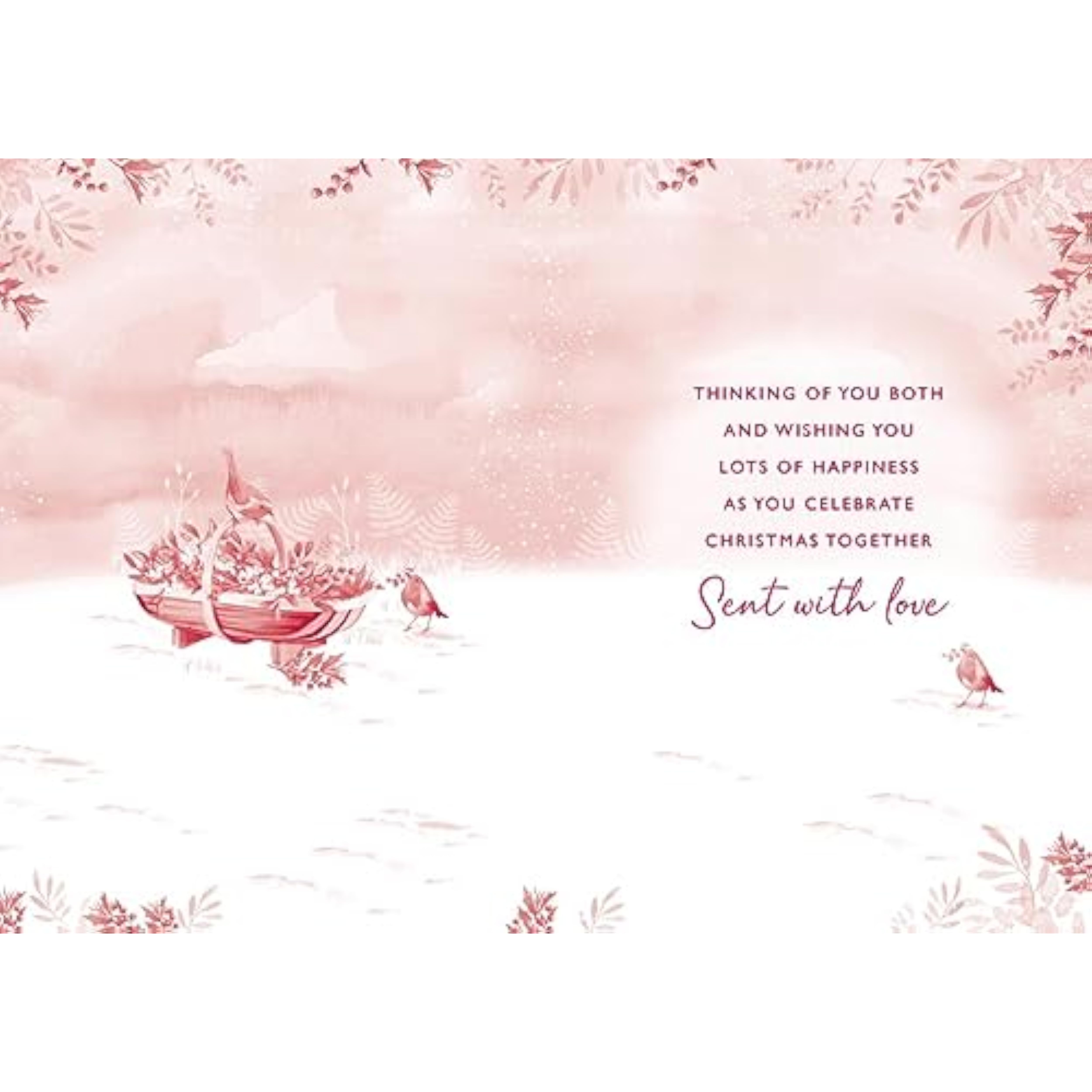 Nigel Quiney For the Two of You Christmas Card - Robins and Berry Foraging with Foil Finish - Eco-Friendly and Recyclable