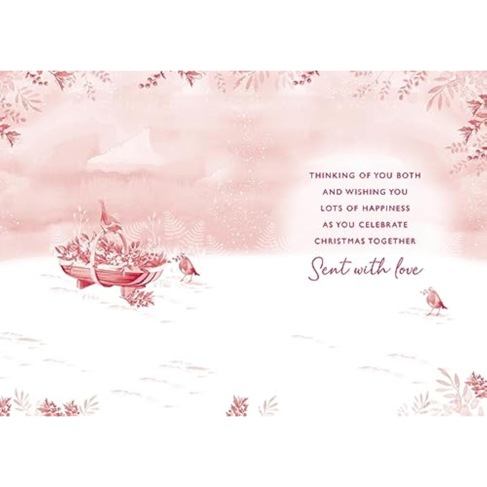 Nigel Quiney For the Two of You Christmas Card - Robins and Berry Foraging with Foil Finish - Eco-Friendly and Recyclable