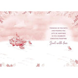 Nigel Quiney For the Two of You Christmas Card - Robins and Berry Foraging with Foil Finish - Eco-Friendly and Recyclable
