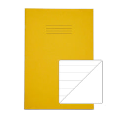 Rhino A4 Exercise Book 64 Page Feint Ruled 15mm With Plain Reverse Yellow (Pack 50) - VEX677-235-2 DD