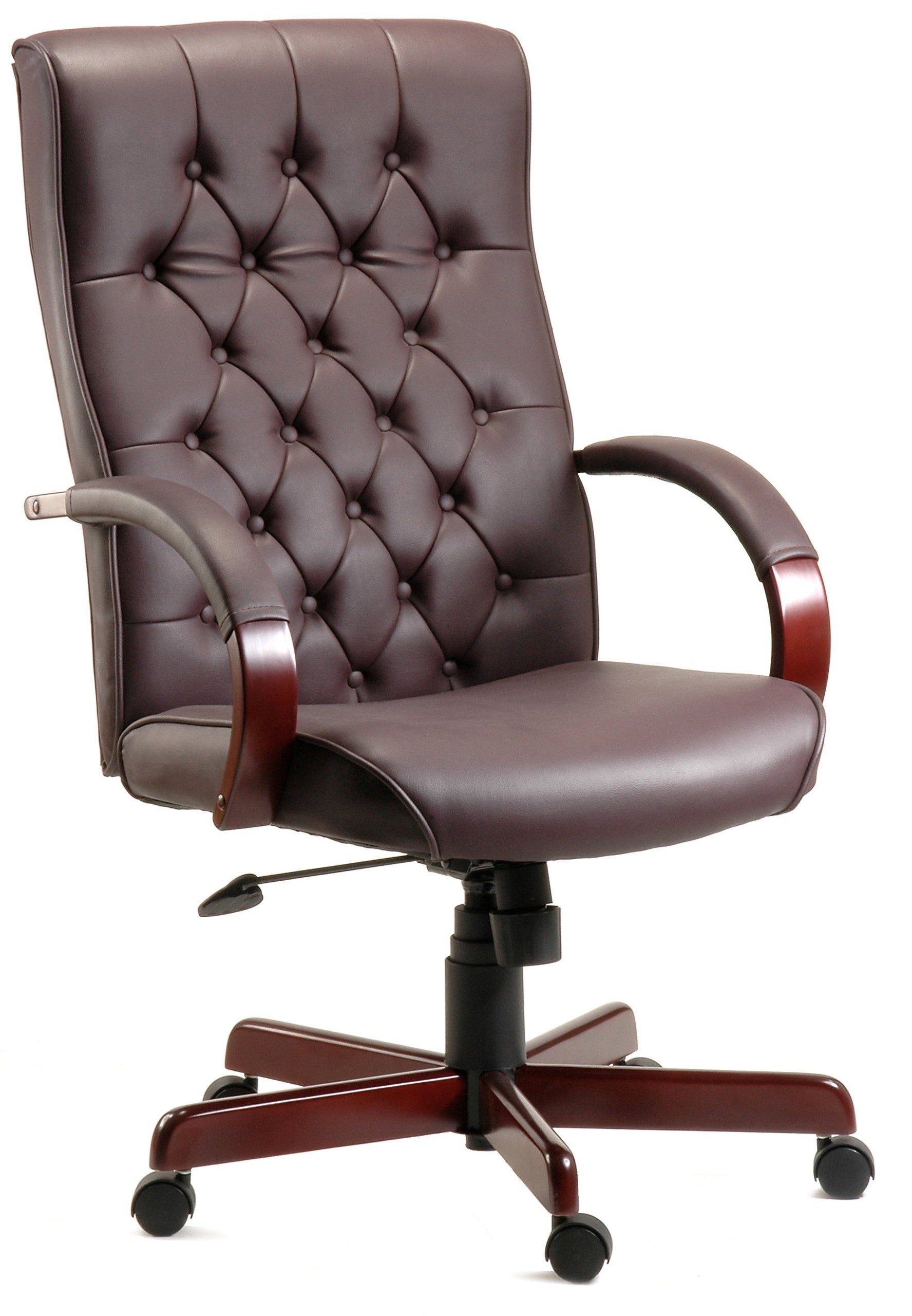 Warwick Antique Style Bonded Leather Faced Executive Office Chair Burgundy - B8501BU DD