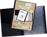 Eco-Eco Stationery A4 50% recycled black presentation display book with 60 pockets, eco-friendly and durable for filing and storage.