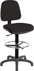 Teknik Office Ergo Blaster Draughtsman Medium Back Fabric Operator Office Chair With Ring Kit Conversion and Fixed Footrest Black - 1100BLK/1163 DD