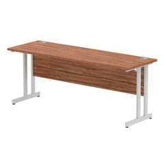 Impulse 1800 x 600mm Straight Desk Walnut Top Silver Cantilever Leg MI001913 DD