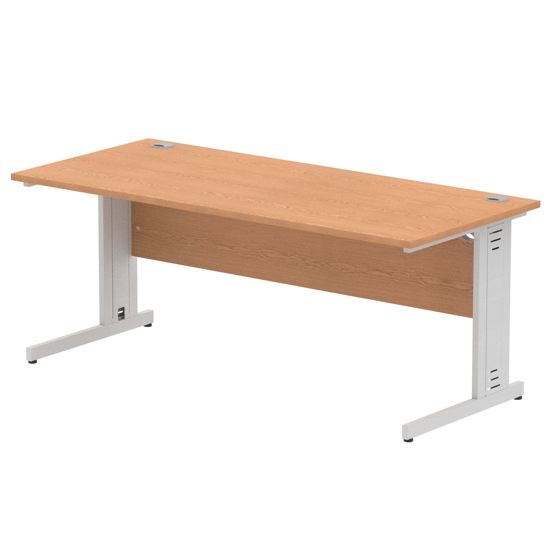 Impulse 1800 x 800mm Straight Desk Oak Top Silver Cable Managed Leg I000853 DD