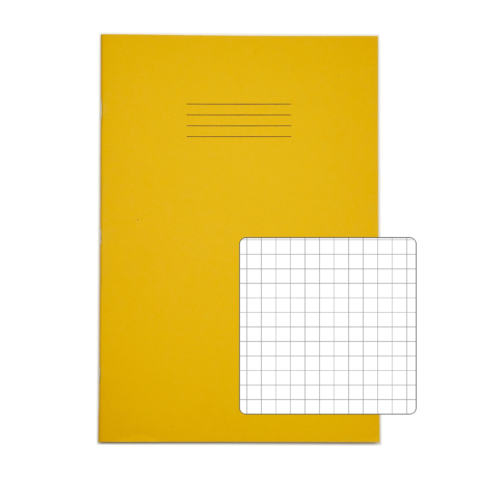 Rhino A4 Exercise Book 32 Page 7mm Squared Yellow (Pack 100) - VDU014-100-6 DD