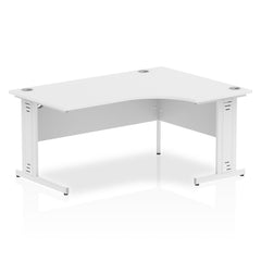 Impulse Contract Right Hand Crescent Cable Managed Leg Desk W1600 x D1200 x H730mm White Finish/White Frame - I002397 DD
