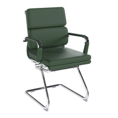 Nautilus Designs Avanti Medium Back Bonded Leather Cantilever Visitor Chair With Individual Back Cushions & Fixed Arms Green - BCL/5003AV/FGN DD