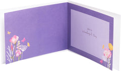 Elegant Blue & Floral Design Birthday Card – Blank Inside for Personal Message