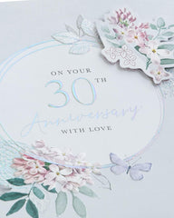 30th Wedding Anniversary Card for Him/Her/Friend - Beautiful Floral Design
