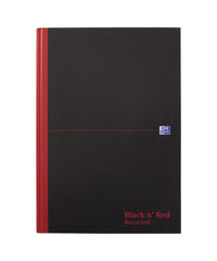 Black n Red A4 Casebound Hard Cover Notebook Recycled Ruled 192 Pages (Pack 5) - 100080530