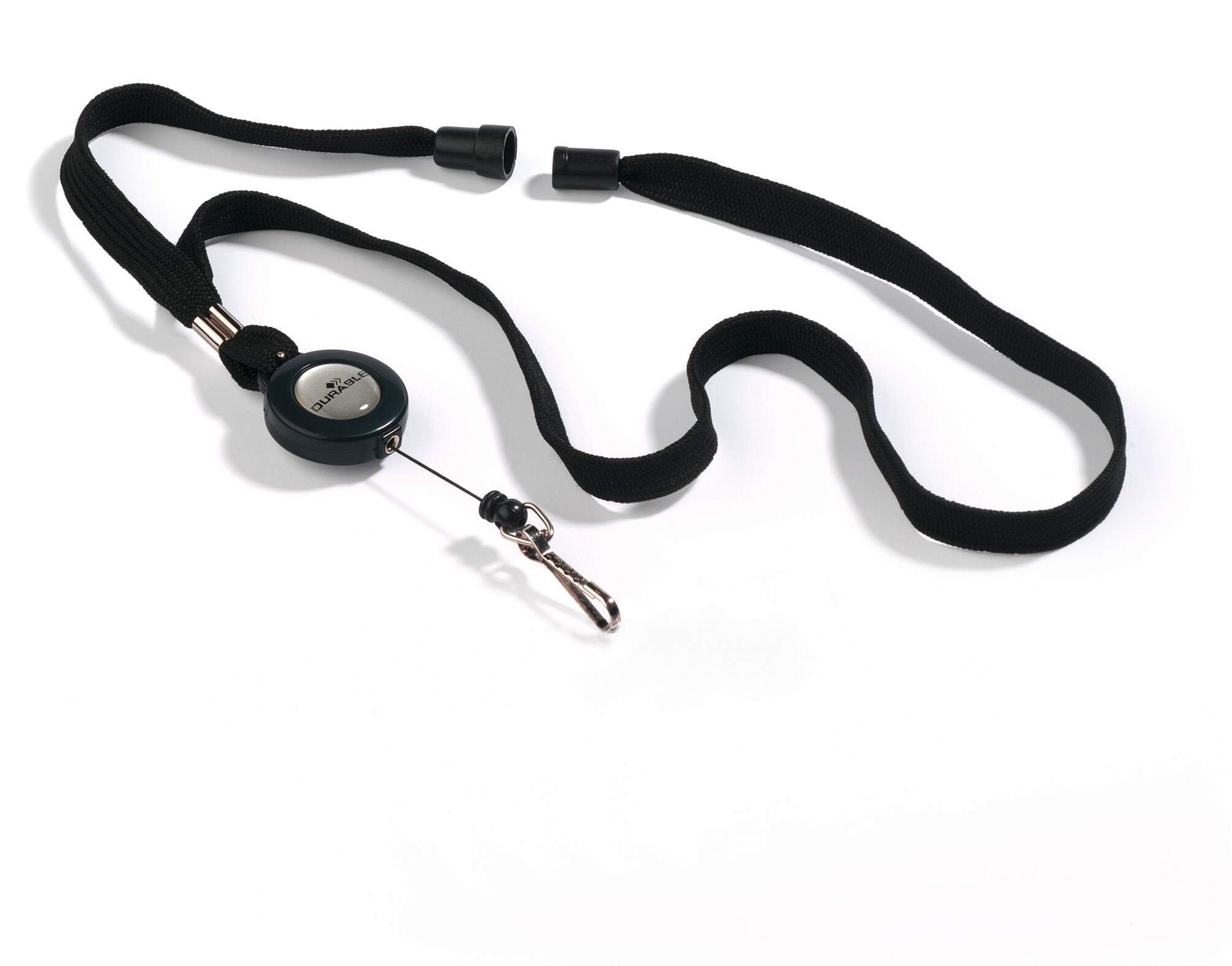 Durable Textile Lanyard with Badge Reel and Spring Hook 10 x 440mm Includes Safety Release Black (Pack 10) - 822301