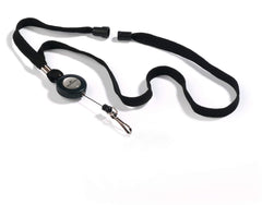 Durable Textile Lanyard with Badge Reel and Spring Hook 10 x 440mm Includes Safety Release Black (Pack 10) - 822301