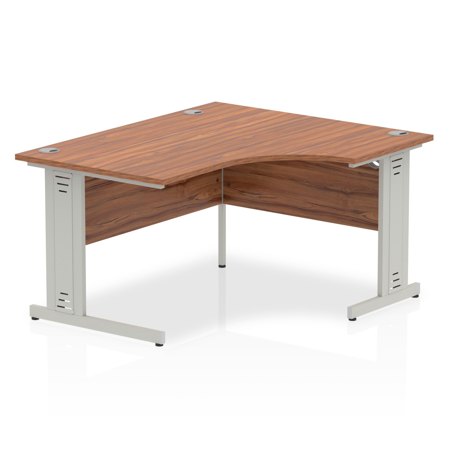 Dynamic Impulse 1400mm Right Crescent Desk Walnut Top Silver Cable Managed Leg I003853 DD