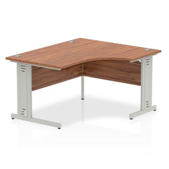 Dynamic Impulse 1400mm Right Crescent Desk Walnut Top Silver Cable Managed Leg I003853 DD