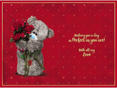 3D Holographic Hologram Wife Birthday Card Bear With Roses
