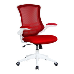 Nautilus Designs Luna Designer High Back Mesh Red Task Operator Office Chair With Folding Arms and White Shell - BCM/L1302/WH-RD DD