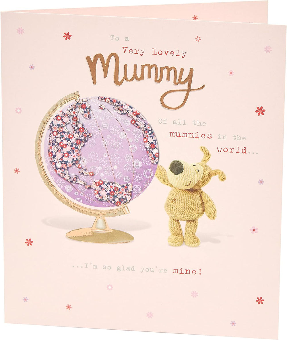 Boofle Birthday Card For Mummy With Envelope - Sweet Design And Big World Globe