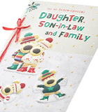 Christmas Greeting Card for Daughter, Son-in-Law and Family – Cute Boofle Embellished Festive Design