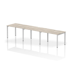 Dynamic Evolve Plus 1200mm Single Row 3 Person Desk Grey Oak Top Silver Frame BE771 DD