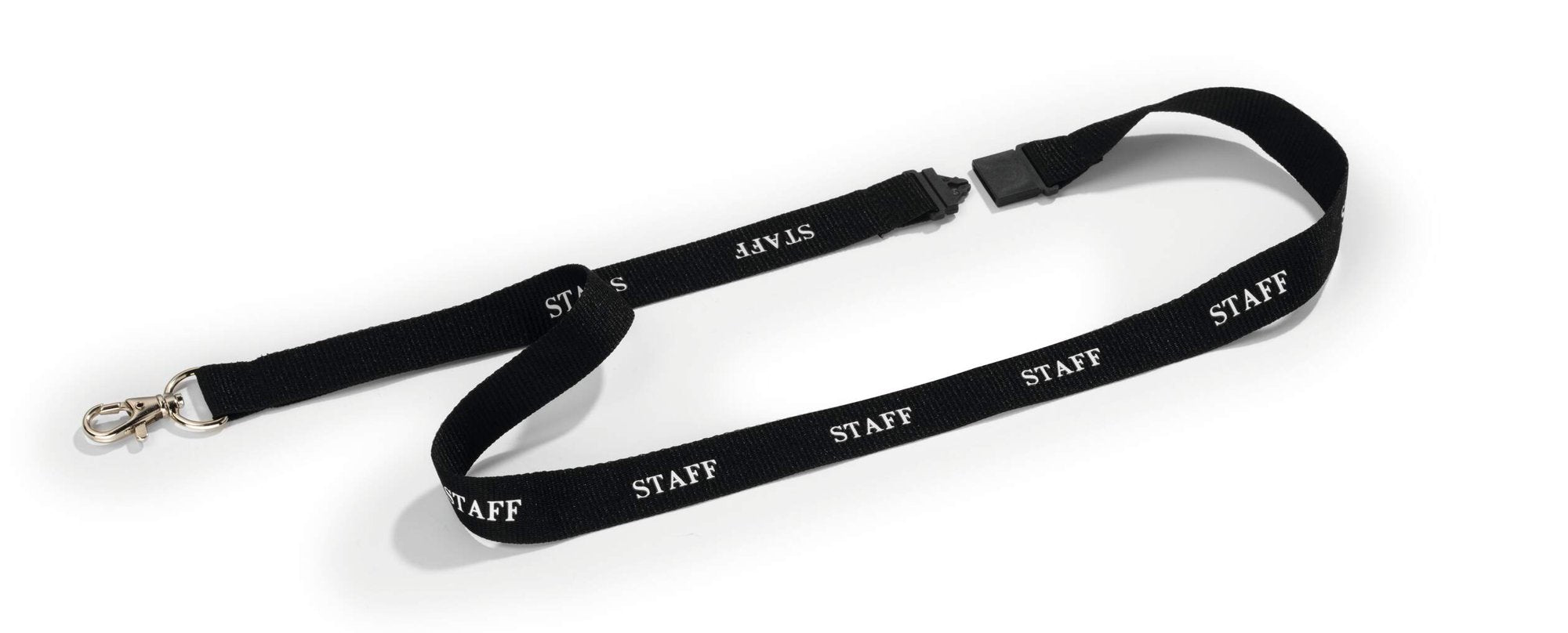Durable STAFF Textile Lanyard with Snap Hook & Safety Release 20 x 440mm Black (Pack 10) - 823901