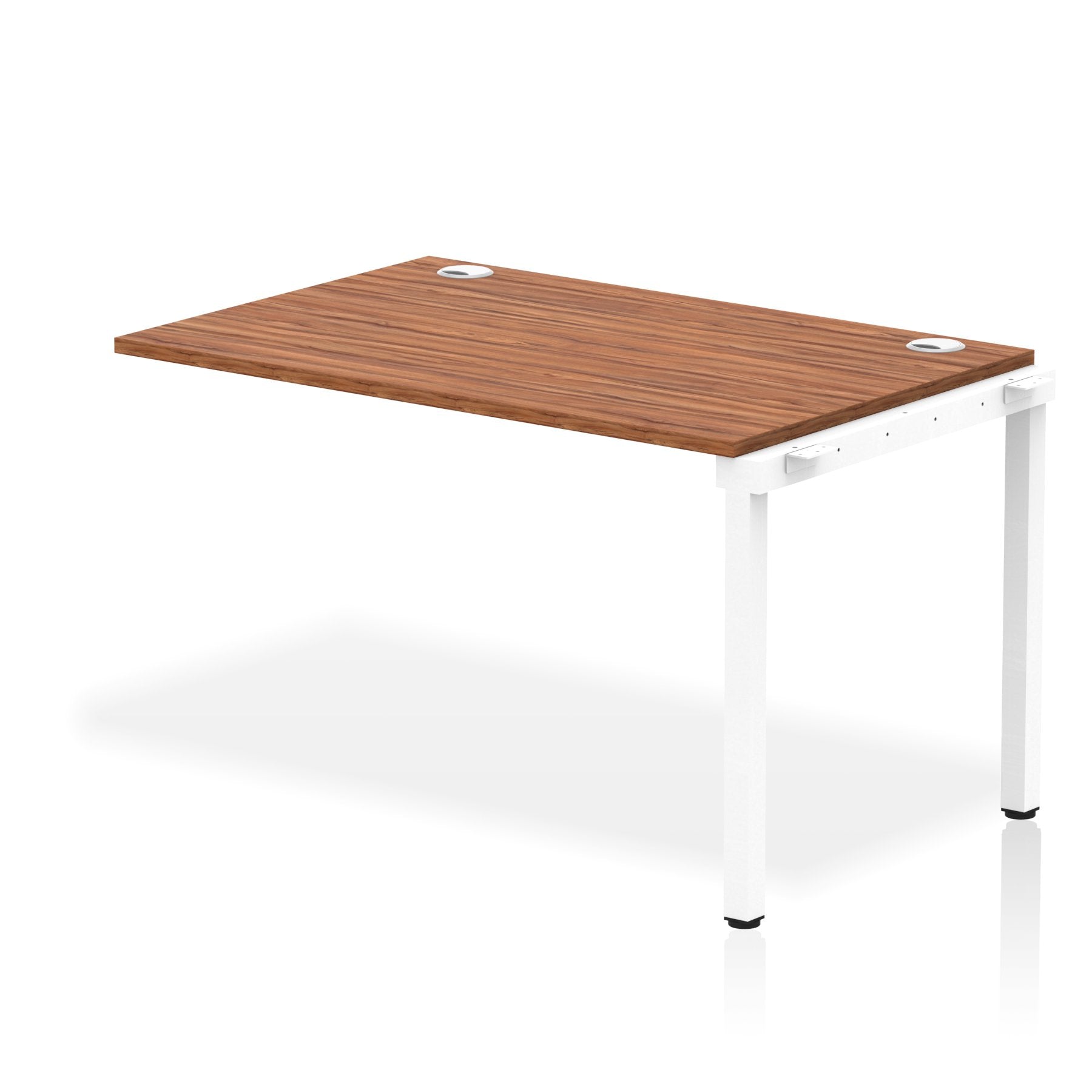 Impulse Single Row Bench Desk Extension Kit W1200 x D800 x H730mm Walnut Finish White Frame - IB00362 DD